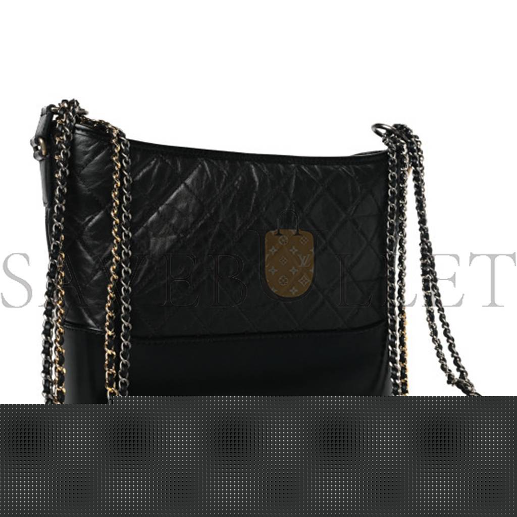 Ch*el master calfskin quilted medium gabrielle hobo black as1521 (28*21*10cm)